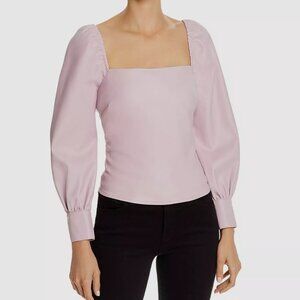 LUCY IN PARIS PUFF-SLEEVE FAUX LEATHER TOP SZ M